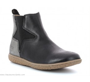 Boots fille Kickers VERMILLON Noir / Argent 