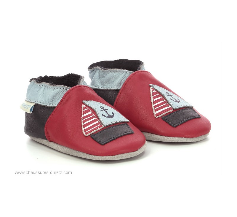 Chaussons enfant Robeez FRENCH BOAT Rouge Marine