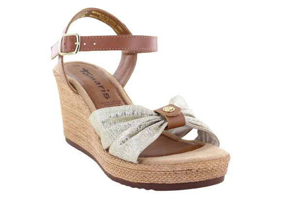 Tamaris Sandales Compensées Pour Femme - Blanc - Modèle Tendance Et Confortable - 10
