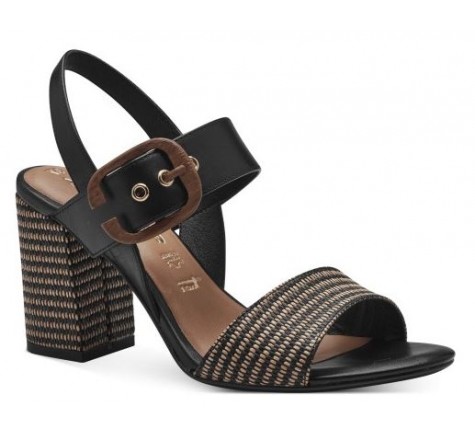 Sandales Femme Tamaris à Talon Bloc - Dessus Cuir Véritable, Semelle Intérieure Rembourrée Touch-IT, Talon 4 Cm