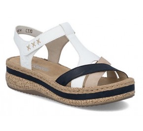 Sandales femme Rieker V0919-81 QUITT Blanc / Marine