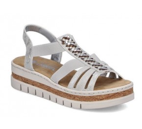 Sandales femme  Rieker V4918-90 QUADRA Silver 