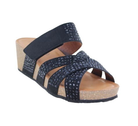 La Maison de l'Espadrille 3622 - ARIDE Noir Strass