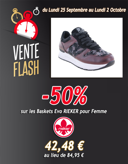 Vente Flash de la Semaine : -50% sur ce Modèle de Baskets RIEKER pour Femme !